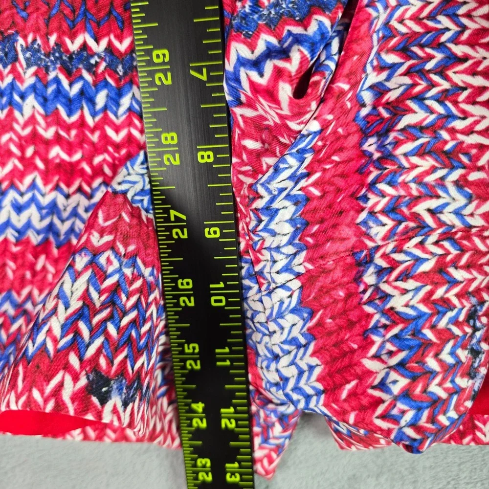 Tory Burch Womens Size 10 Red White Blue Chevron Knit Print Side‎ Zip Shorts